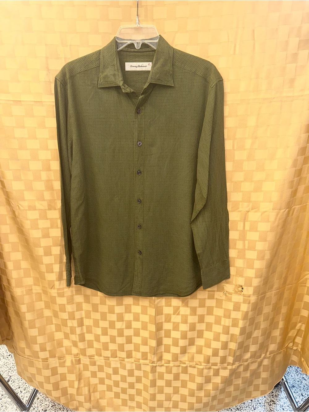 Tommy Bahama Olive Textured Long-Sleeve Button-Down Shirt